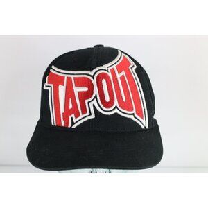 Vtg Tapout Distressed Spell Out UFC MMA Fighting Stretch Fitted Hat Black L/XL